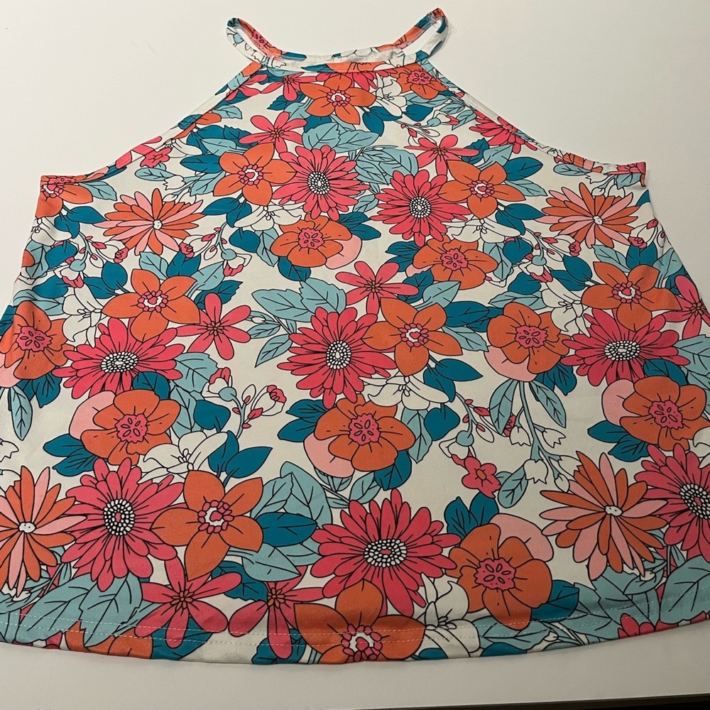 SHEIN Floral Print Top in Orange and Blue